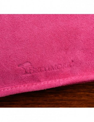 Różowa skórzana listonoszka damska włoska zamszowa kuferek Beltimore B64 - zdjęcie 7
