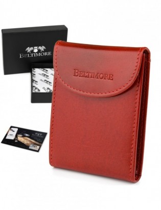 Etui na wizytówki czerwone skórzane okładki portfel Beltimore G90 - zdjęcie 1