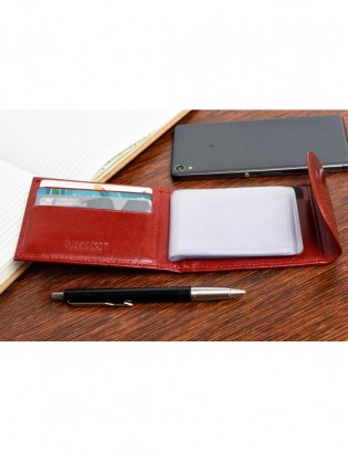 Etui na wizytówki czerwone skórzane okładki portfel Beltimore G90 - zdjęcie 2