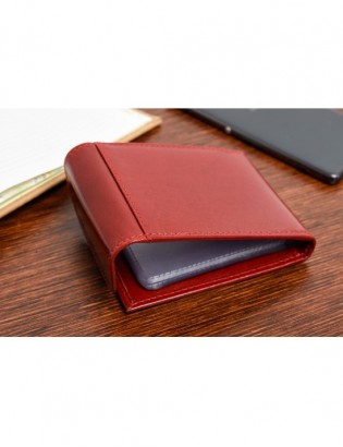 Etui na wizytówki czerwone skórzane okładki portfel Beltimore G90 - zdjęcie 5