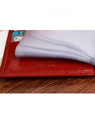 Etui na wizytówki czerwone skórzane okładki portfel Beltimore G90 - zdjęcie 6