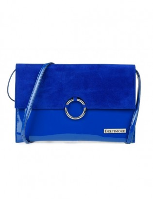 Niebieska oryginalna damska torebka kopertówka na pasku usztywniana W63 - zdjęcie 2