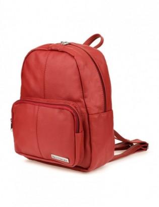 Czerwony skórzany damski plecak Beltimore pojemny R33