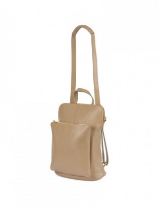 Skórzany plecak damski torba 2w1 elegancki A4 włoski pojemny beżowy Vera Pelle S40 - zdjęcie 1