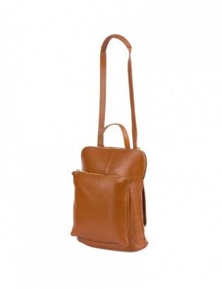 Skórzany plecak damski torba 2w1 elegancki A4 włoski pojemny camel Vera Pelle S40 - zdjęcie 1
