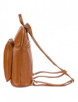 Skórzany plecak damski torba 2w1 elegancki A4 włoski pojemny camel Vera Pelle S40 - zdjęcie 3