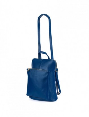Skórzany plecak damski torba 2w1 elegancki A4 włoski pojemny niebieski Vera Pelle S40