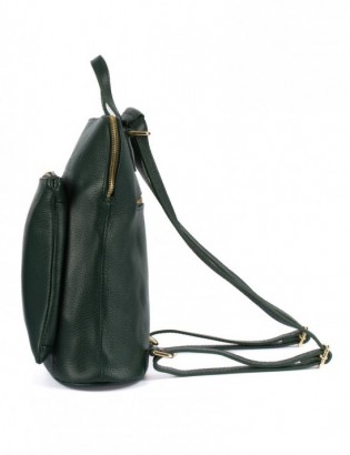 Skórzany plecak damski torba 2w1 elegancki A4 włoski pojemny ciemno-zielony Vera Pelle S40 - zdjęcie 3