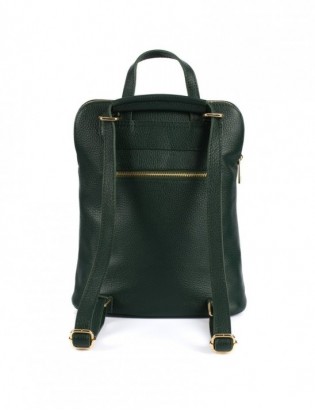 Skórzany plecak damski torba 2w1 elegancki A4 włoski pojemny ciemno-zielony Vera Pelle S40 - zdjęcie 4