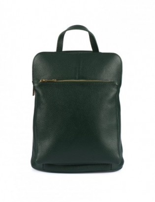 Skórzany plecak damski torba 2w1 elegancki A4 włoski pojemny ciemno-zielony Vera Pelle S40 - zdjęcie 6