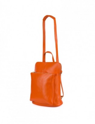 Skórzany plecak damski torba 2w1 elegancki A4 włoski pojemny pomarańczowy Vera Pelle S40 - zdjęcie 1