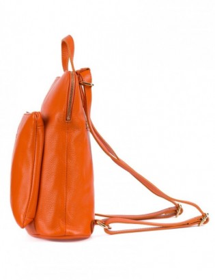 Skórzany plecak damski torba 2w1 elegancki A4 włoski pojemny pomarańczowy Vera Pelle S40 - zdjęcie 3