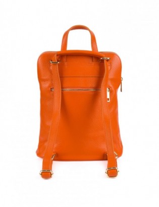 Skórzany plecak damski torba 2w1 elegancki A4 włoski pojemny pomarańczowy Vera Pelle S40 - zdjęcie 4
