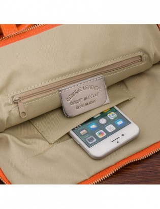 Skórzany plecak damski torba 2w1 elegancki A4 włoski pojemny pomarańczowy Vera Pelle S40 - zdjęcie 5