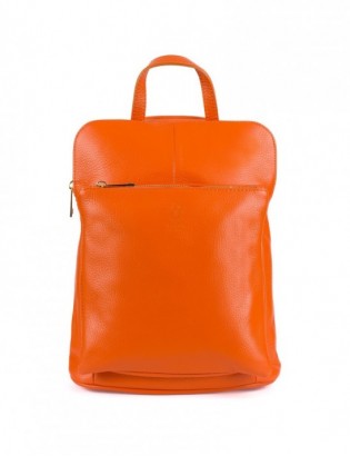 Skórzany plecak damski torba 2w1 elegancki A4 włoski pojemny pomarańczowy Vera Pelle S40 - zdjęcie 6