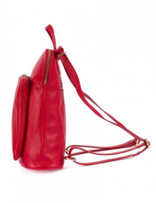 Skórzany plecak damski torba 2w1 elegancki A4 włoski pojemny czerwony Vera Pelle S40 - zdjęcie 3