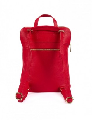 Skórzany plecak damski torba 2w1 elegancki A4 włoski pojemny czerwony Vera Pelle S40 - zdjęcie 4