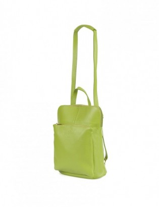 Skórzany plecak damski torba 2w1 elegancki A4 włoski pojemny limonkowy Vera Pelle S40