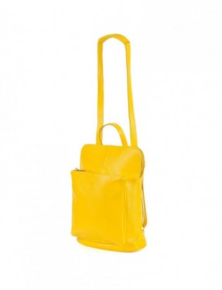 Skórzany plecak damski torba 2w1 elegancki A4 włoski pojemny żółty Vera Pelle S40