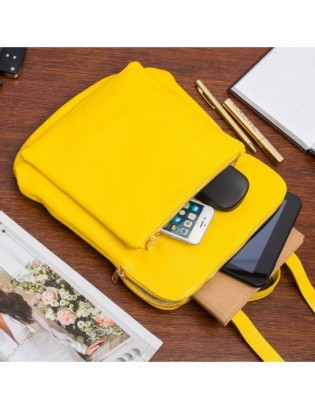 Skórzany plecak damski torba 2w1 elegancki A4 włoski pojemny żółty Vera Pelle S40 - zdjęcie 2