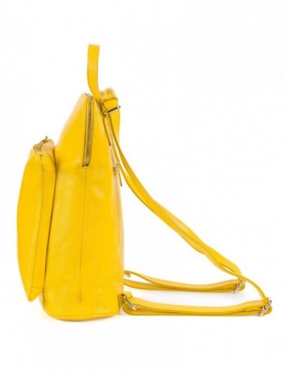 Skórzany plecak damski torba 2w1 elegancki A4 włoski pojemny żółty Vera Pelle S40 - zdjęcie 3