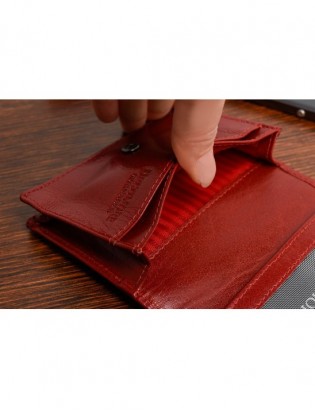 Etui na wizytówki karty czerwone skórzane portfel slim Beltimore G94 - zdjęcie 2