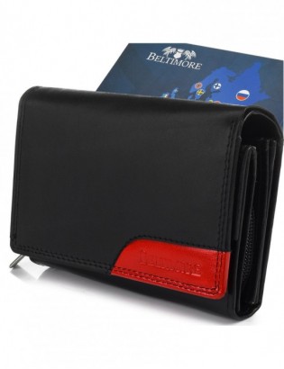 Damski portfel skórzany czarny duży RFiD Beltimore 036
