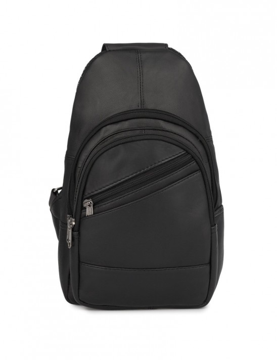 Saszetka nerka przez ramię crossbody męska modna torba dwukomorowa skóra naturalna F02black