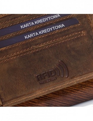 Portfel skórzany męski brązowy nubuk poziomy skóra ryba RFiD Beltimore R95 - zdjęcie 9