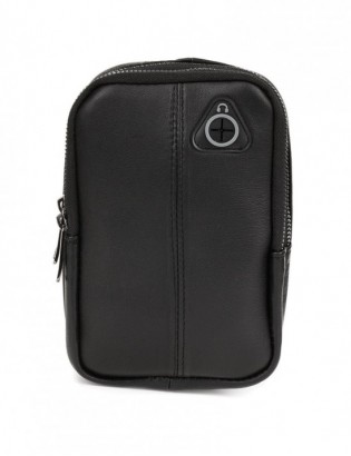 Czarna skórzana saszetka męska torba crossbody mała przez ramię G42 - zdjęcie 1