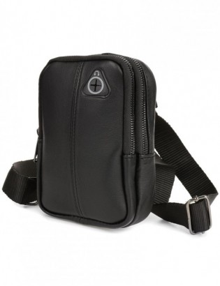 Czarna skórzana saszetka męska torba crossbody mała przez ramię G42 - zdjęcie 3