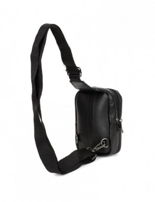 Czarna skórzana saszetka męska torba crossbody mała przez ramię G42 - zdjęcie 4