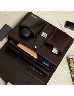 Brązowa męska aktówka Beltimore teczka elegancka pojemna W35 - zdjęcie 6