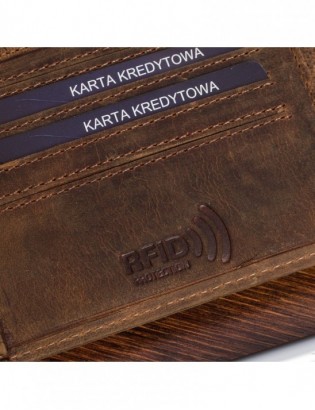 Portfel skórzany męski brązowy nubuk poziomy skóra ciężarówka RFiD Beltimore R93 - zdjęcie 7