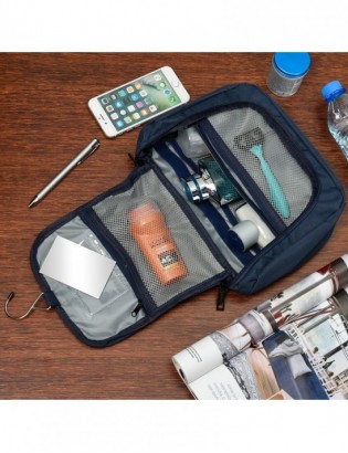 Kosmetyczka podróżna granatowa unisex organizer lusterko Beltimore R26 - zdjęcie 4