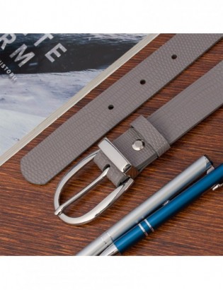 Skórzany pasek damski do spodni sukienki szary skóra nat 3 cm Beltimore D91 - zdjęcie 4