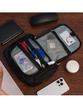 Kosmetyczka podróżna czarna unisex organizer lusterko Beltimore R26 - zdjęcie 2