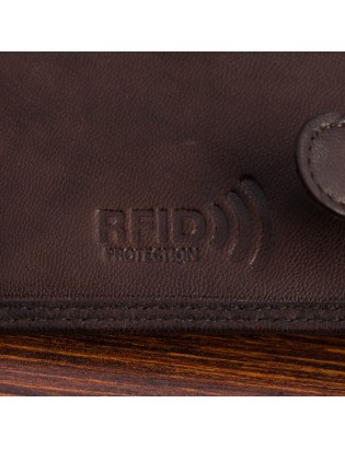 Portfel skórzany męski klasyczny poziomy z flagą brązowy RFiD Beltimore D27 - zdjęcie 8