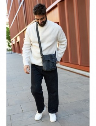 Torba męska skórzana na ramię zgrabna czarna elegancka Beltimore N10 - zdjęcie 3