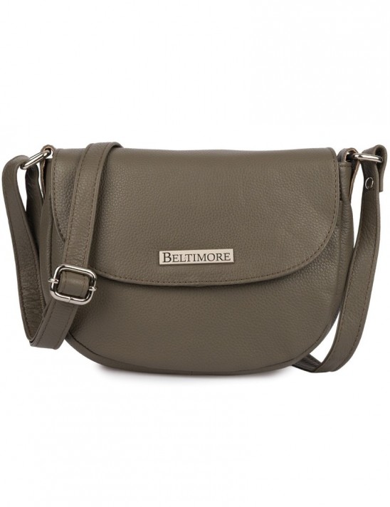 Torebka damska skórzana listonoszka mała premium slim klasyczna taupe Beltimore L57