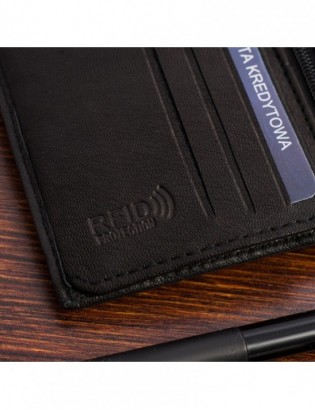 Portfel skórzany męski mały pionowy z flagą czarny RFiD Beltimore D48 - zdjęcie 10