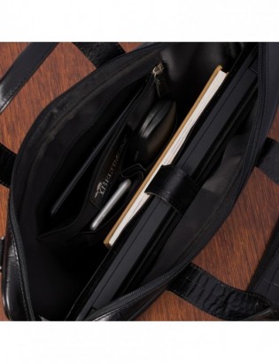 Torba skórzana elegancka croco laptop 15"6 aktówka granatowa A4 S17 - zdjęcie 14