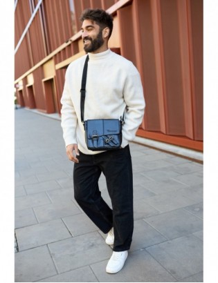 Torba męska skórzana na ramię zgrabna czarna elegancka Beltimore N03 - zdjęcie 4