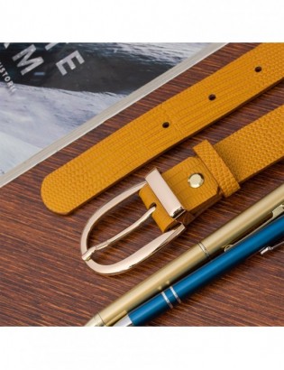Skórzany pasek damski do spodni sukienki żółty skóra nat 3 cm Beltimore D94 - zdjęcie 7