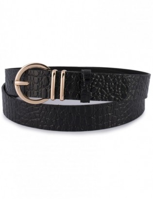 Skórzany pasek damski do spodni sukienki skóra croco czarna 3 cm Beltimore E55 - zdjęcie 5
