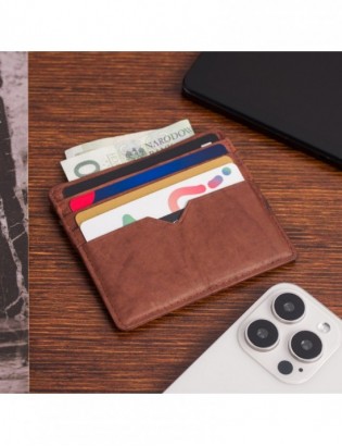 Etui na dokumenty karty wizytówki skórzane slim portfel brązowe Beltimore E49 - zdjęcie 4