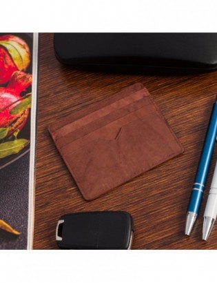 Etui na dokumenty karty wizytówki skórzane slim portfel brązowe Beltimore E49 - zdjęcie 6