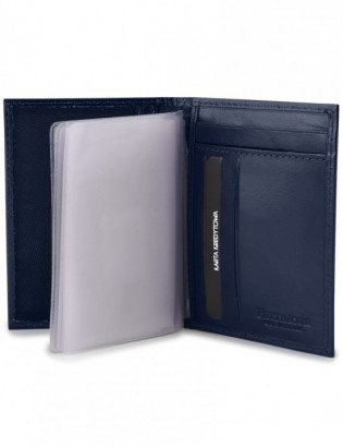 Etui na dokumenty karty granatowe skórzane slim Beltimore G95 - zdjęcie 3