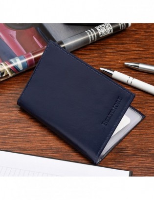 Etui na dokumenty karty granatowe skórzane slim Beltimore G95 - zdjęcie 4