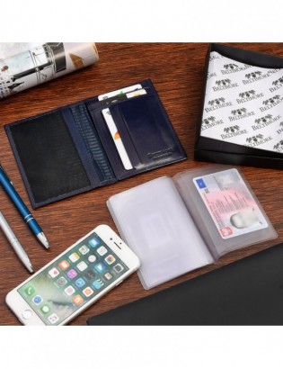 Etui na dokumenty karty granatowe skórzane slim Beltimore G95 - zdjęcie 7